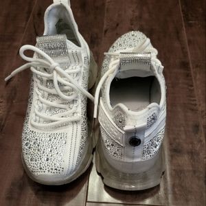 Steve Madden Maxima-R Sparkly White Tennis Shoes, Size 7.5